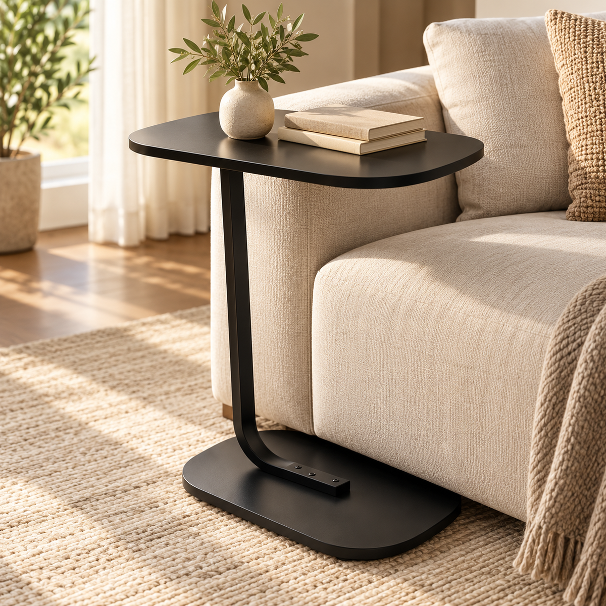 🛋️ Side Table | Metal | Living Room | Homeowners | C-Shaped Convenience