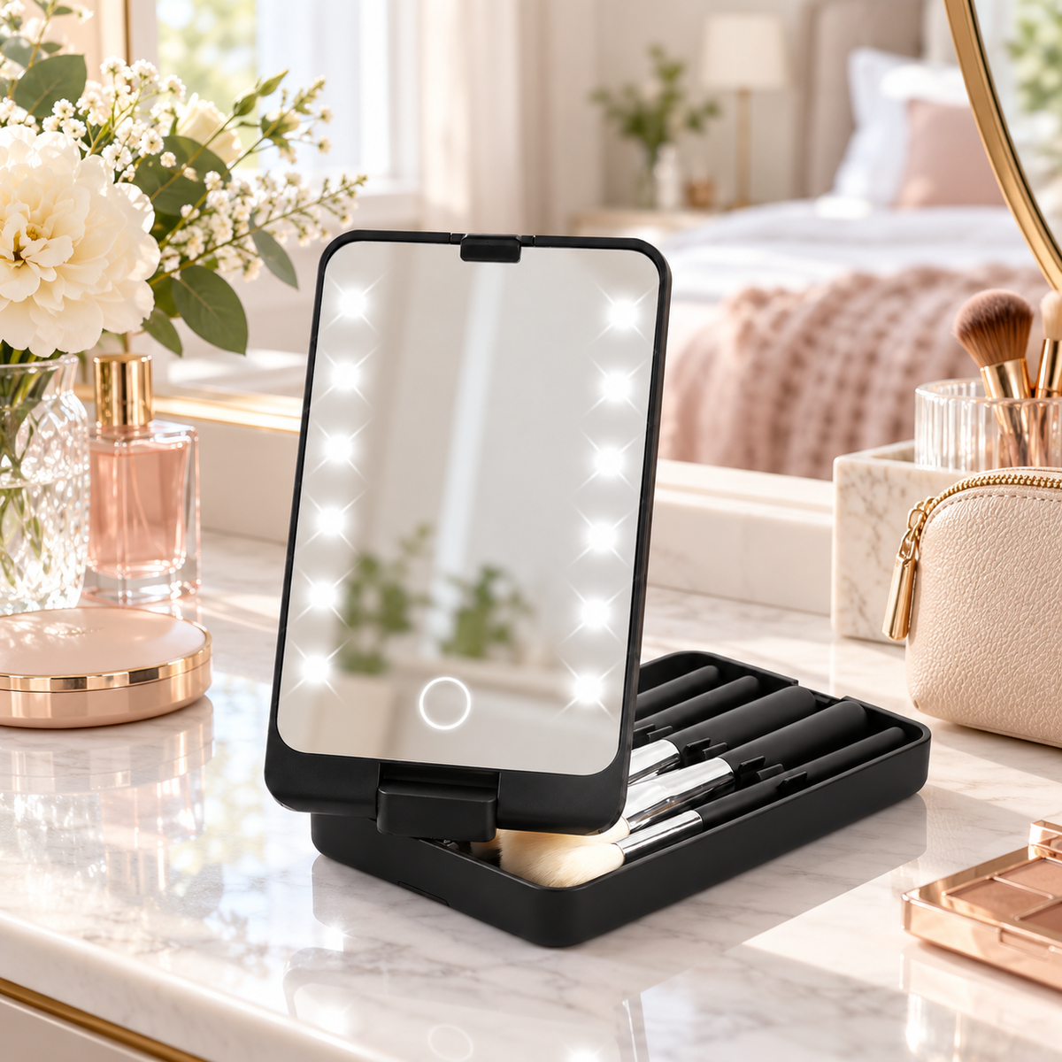 💄 Makeup Brush Set | ABS Plastic | Travel | Beauty Lovers | LED Mirror