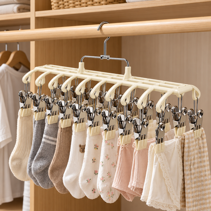 🧦 Laundry Hanger | Metal Silicone | Closet | Families | Multi-Clip Storage