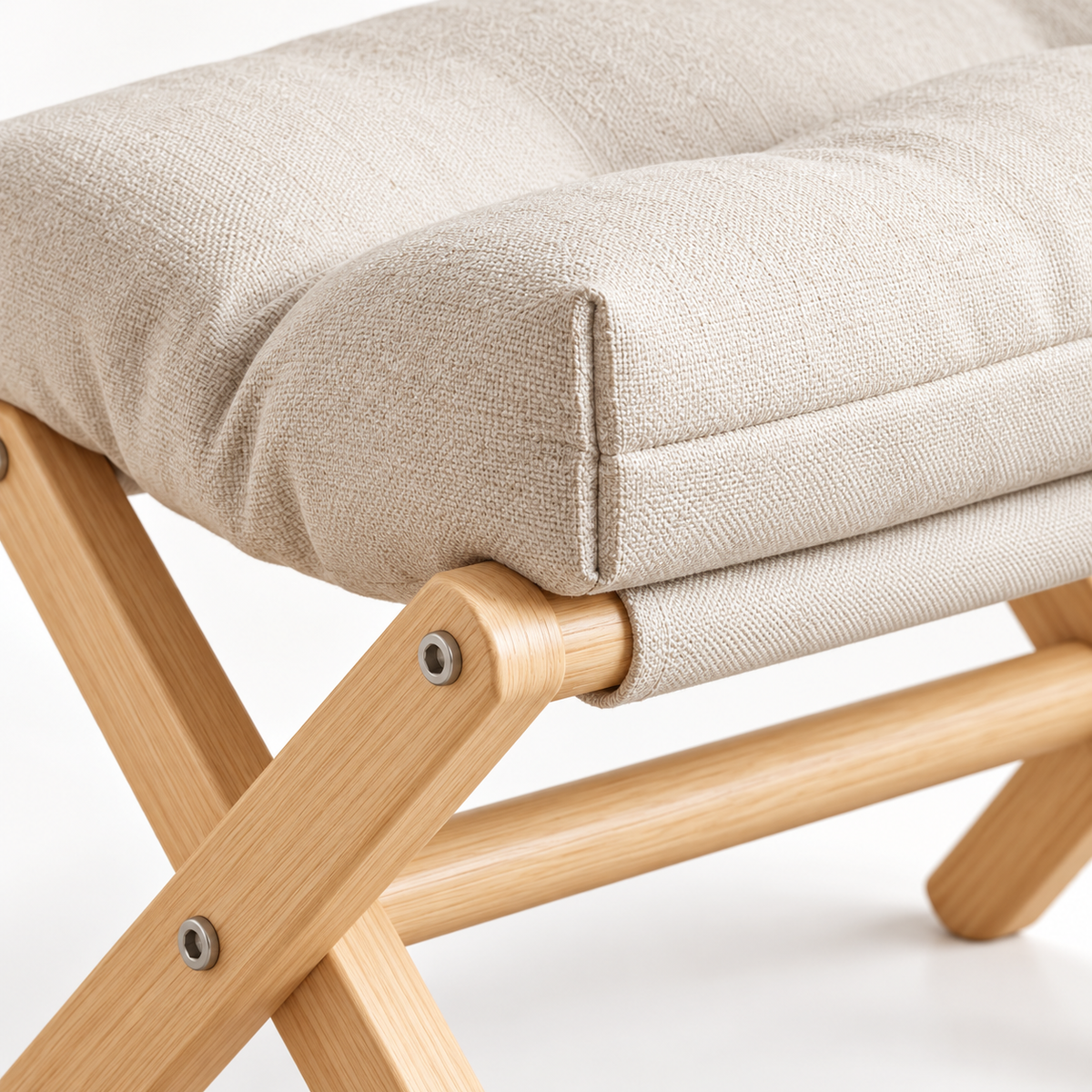 🪑 Footstool | Wood Fabric | Living Room | Homeowners | Foldable Comfort