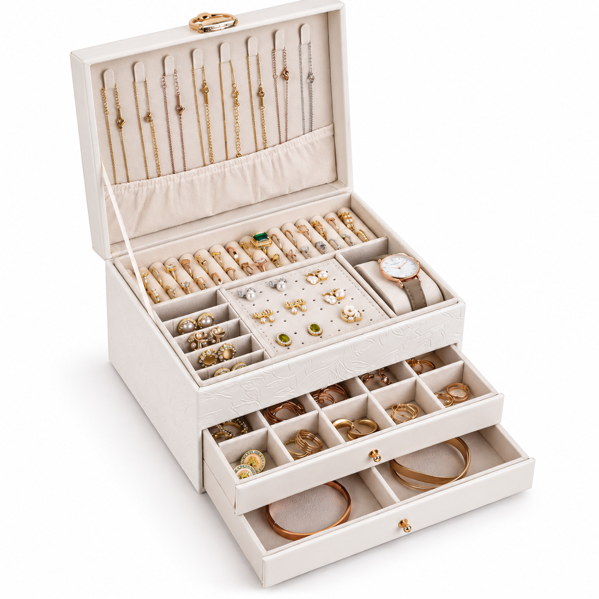💎 Jewelry Organizer | PU Leather Vanity | Women | Velvet Protection