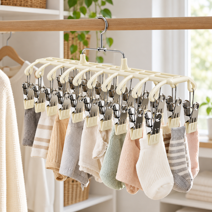 🧦 Laundry Hanger | Metal Silicone | Closet | Families | Multi-Clip Storage