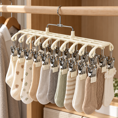 🧦 Laundry Hanger | Metal Silicone | Closet | Families | Multi-Clip Storage
