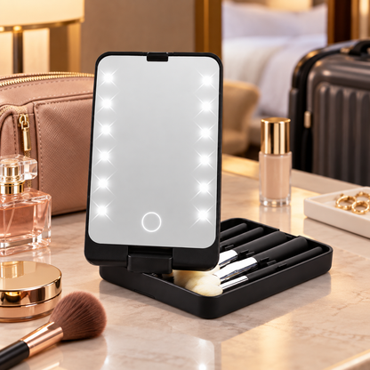 💄 Makeup Brush Set | ABS Plastic | Travel | Beauty Lovers | LED Mirror