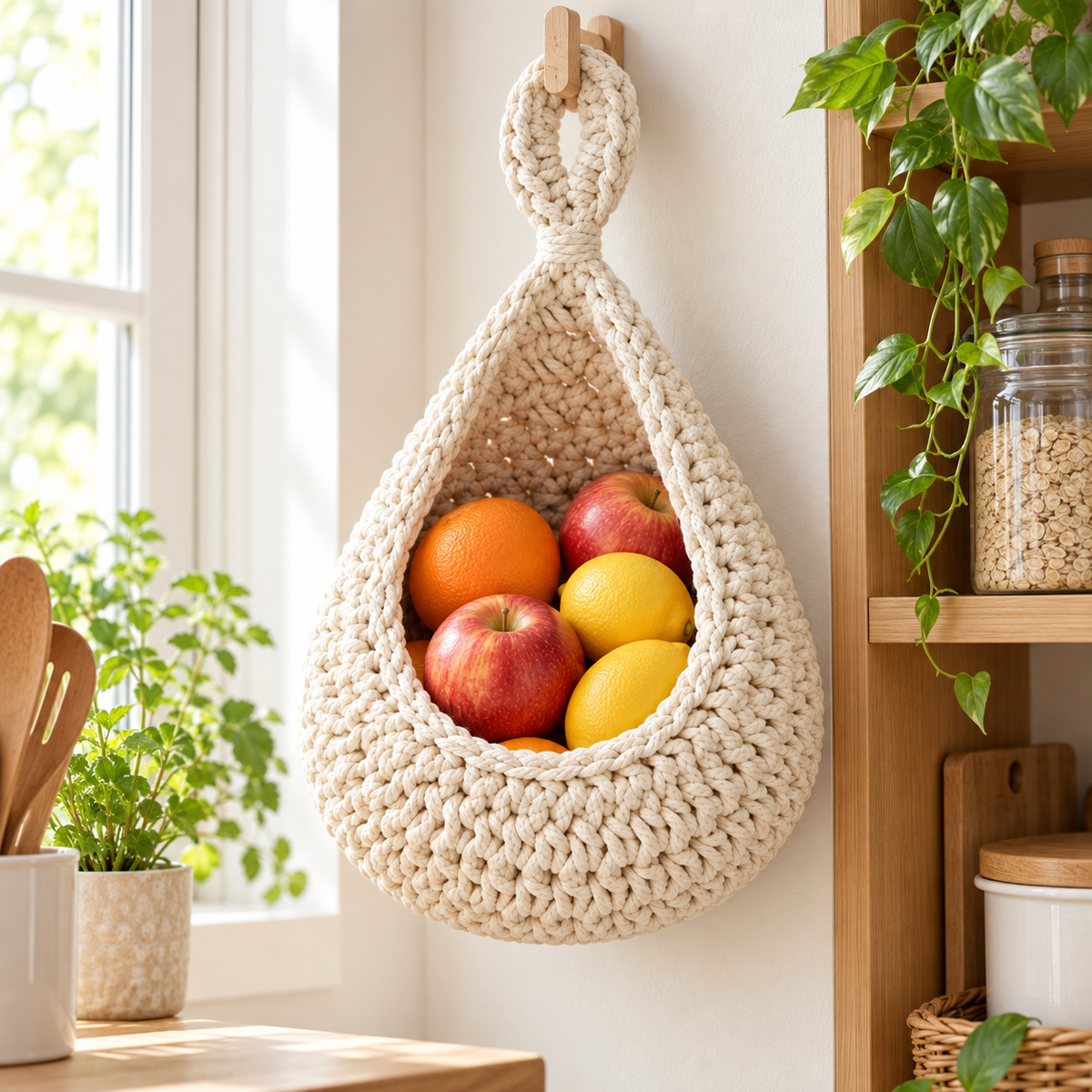 🍊 Hanging Basket | Cotton Rope | Home | Homeowners | Woven Texture