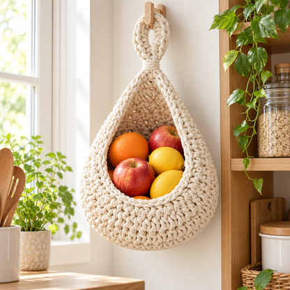 🍊 Hanging Basket | Cotton Rope | Home | Homeowners | Woven Texture