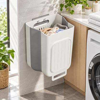 🧺 Laundry Hamper | Durable Plastic | Bathroom | Families | Foldable Wall