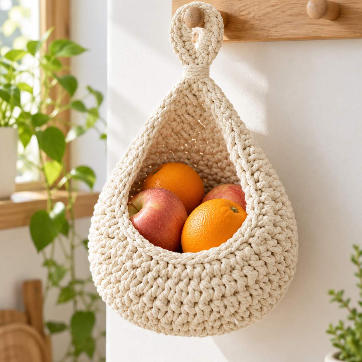 🍊 Hanging Basket | Cotton Rope | Home | Homeowners | Woven Texture