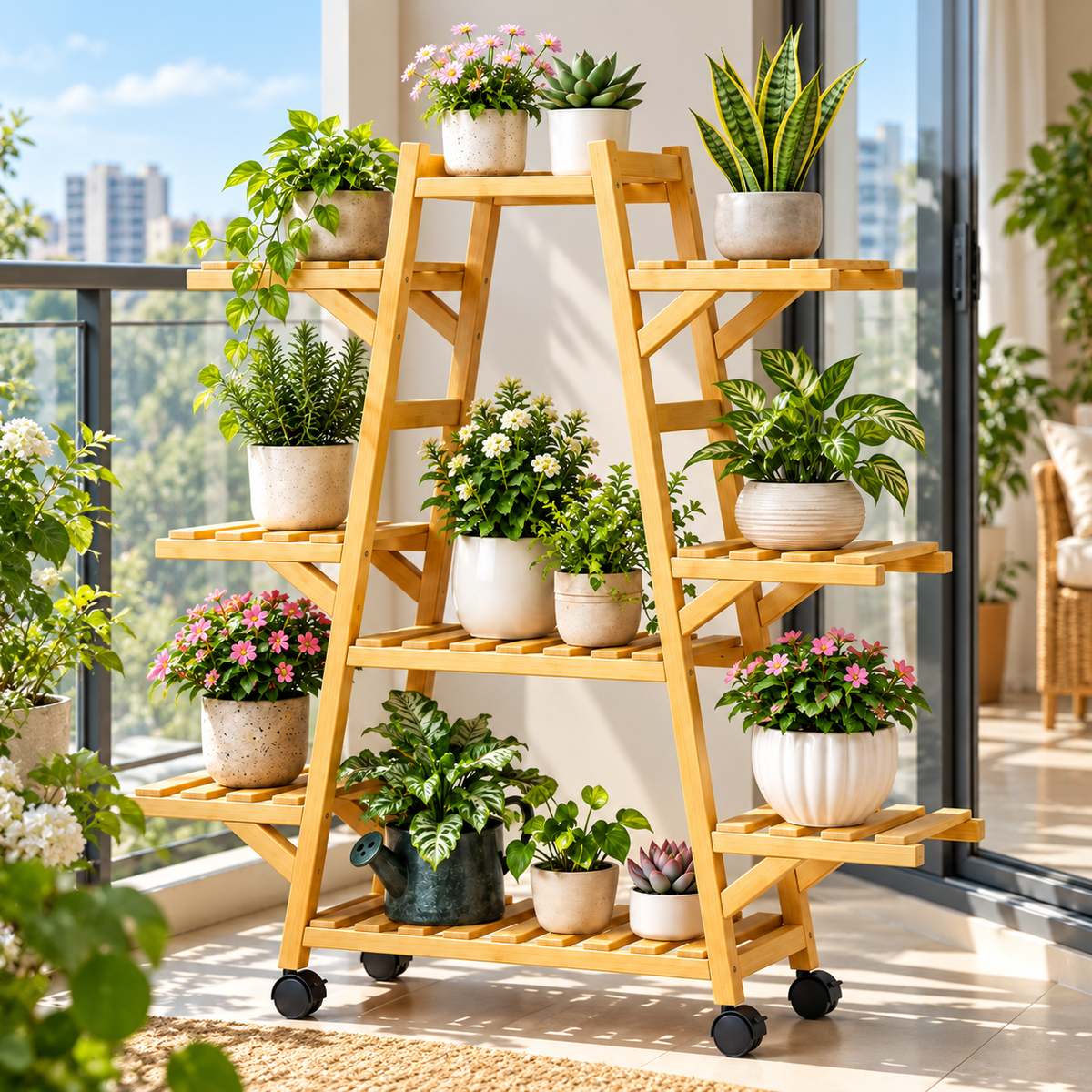 🌿 Plant Display Stand | Wood | Balcony | Gardeners | Tiered Showcase