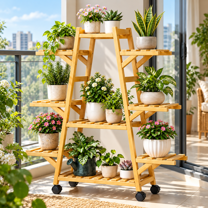 🌿 Plant Display Stand | Wood | Balcony | Gardeners | Tiered Showcase