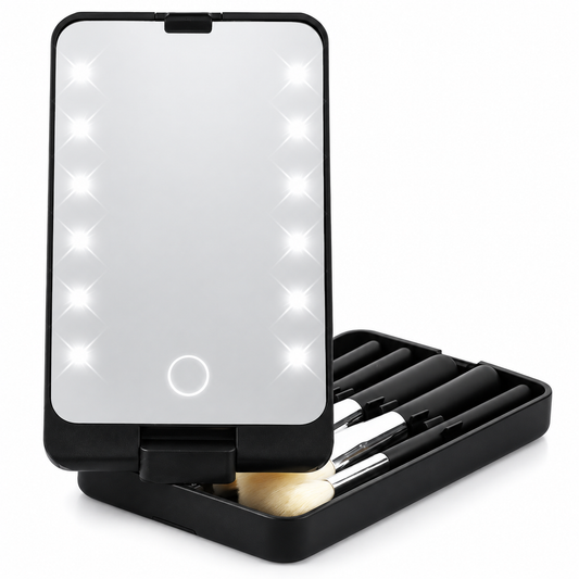💄 Makeup Brush Set | ABS Plastic | Travel | Beauty Lovers | LED Mirror