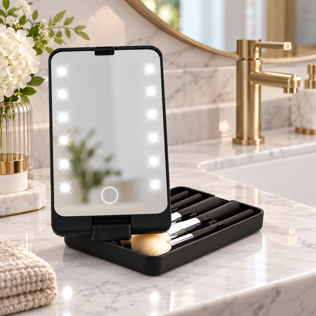 💄 Makeup Brush Set | ABS Plastic | Travel | Beauty Lovers | LED Mirror
