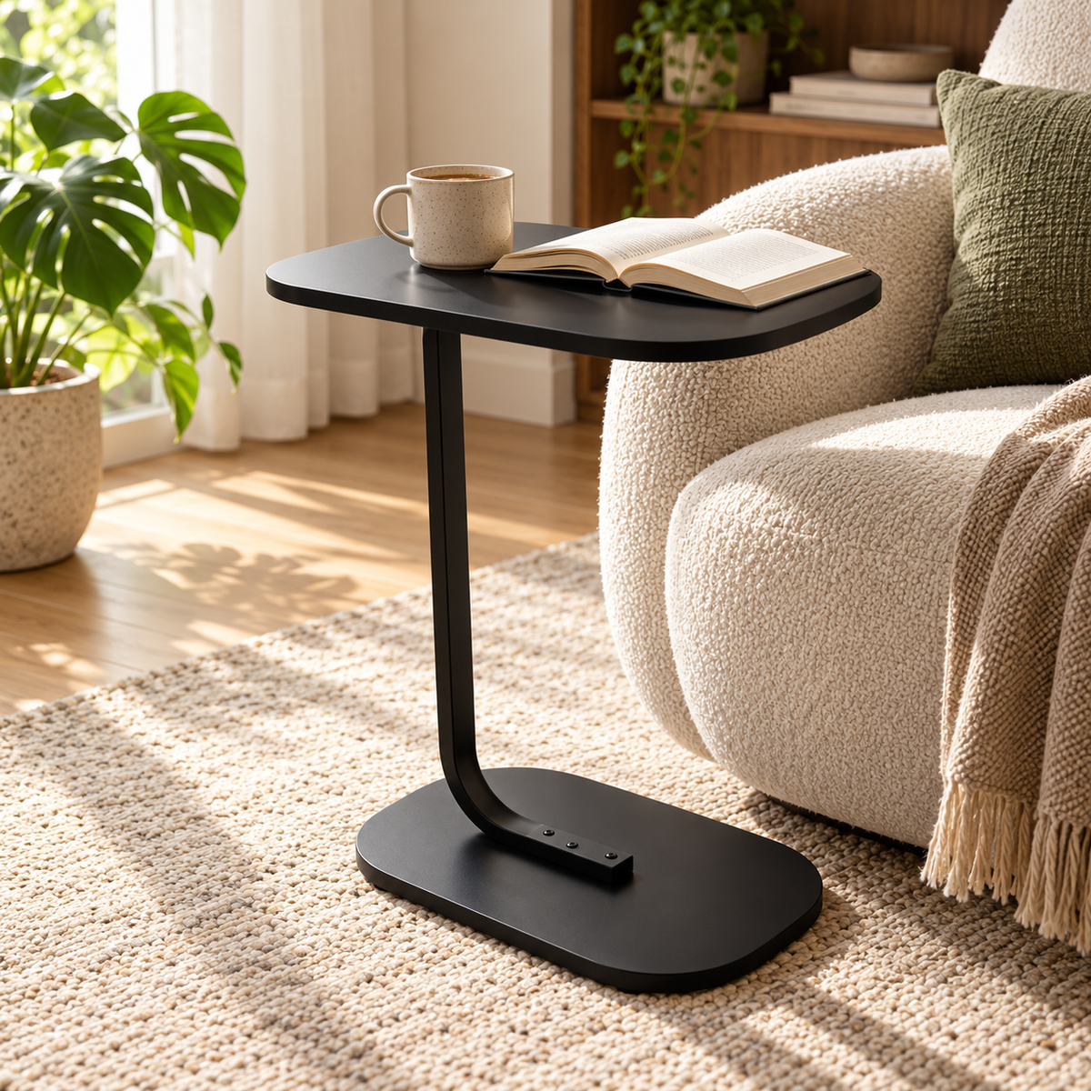 🛋️ Side Table | Metal | Living Room | Homeowners | C-Shaped Convenience