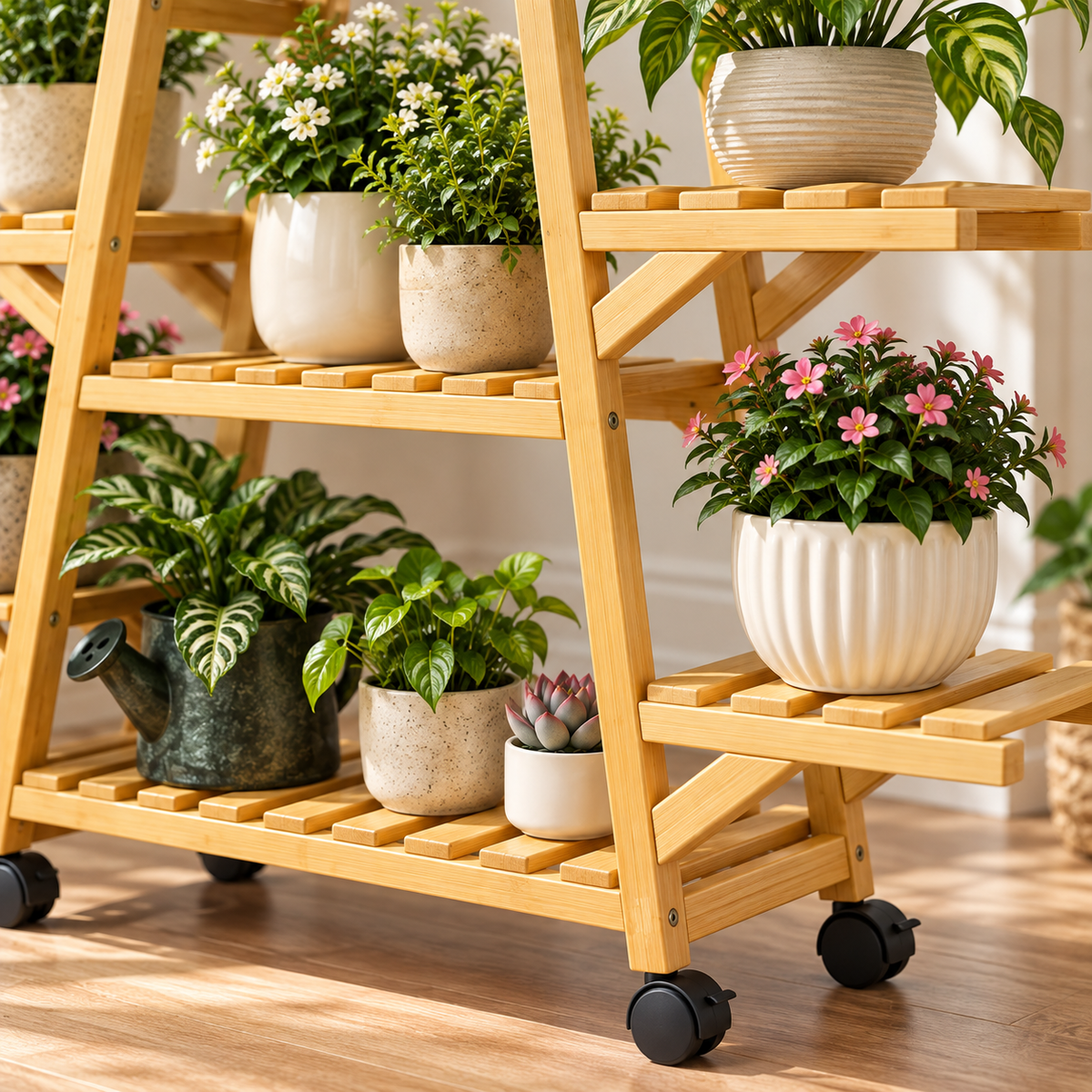 🌿 Plant Display Stand | Wood | Balcony | Gardeners | Tiered Showcase