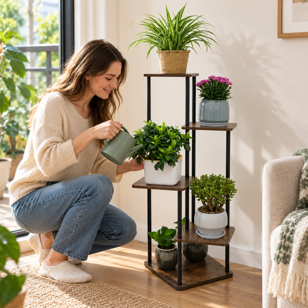 🌸 Plant Stand | Metal Wood | Balcony | Gardeners | Tiered Display