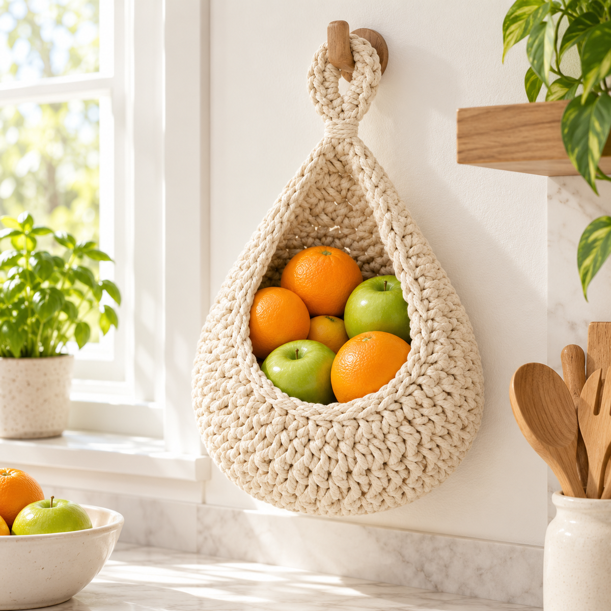 🍊 Hanging Basket | Cotton Rope | Home | Homeowners | Woven Texture