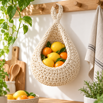 🍊 Hanging Basket | Cotton Rope | Home | Homeowners | Woven Texture