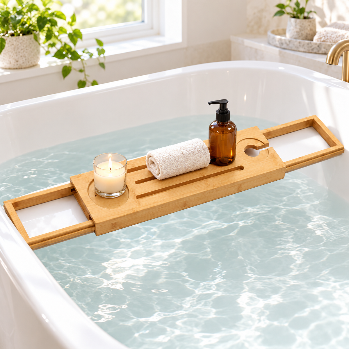 🛁 Bathtub Caddy | Bamboo | Bathroom | Spa Lovers | Expandable Comfort