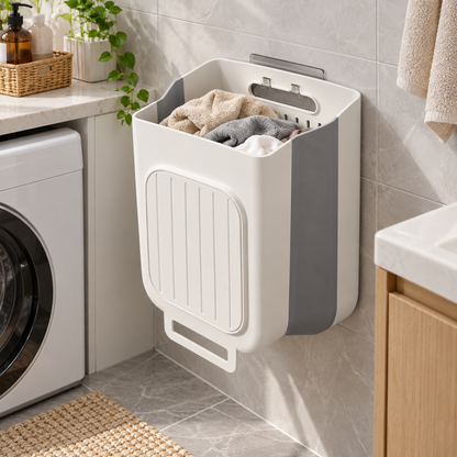 🧺 Laundry Hamper | Durable Plastic | Bathroom | Families | Foldable Wall