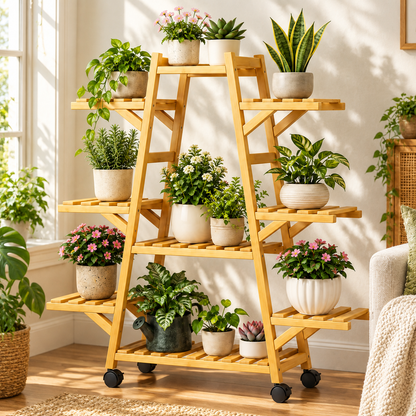 🌿 Plant Display Stand | Wood | Balcony | Gardeners | Tiered Showcase