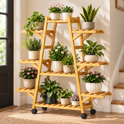 🌿 Plant Display Stand | Wood | Balcony | Gardeners | Tiered Showcase
