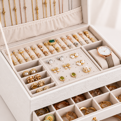 💎 Jewelry Organizer | PU Leather Vanity | Women | Velvet Protection